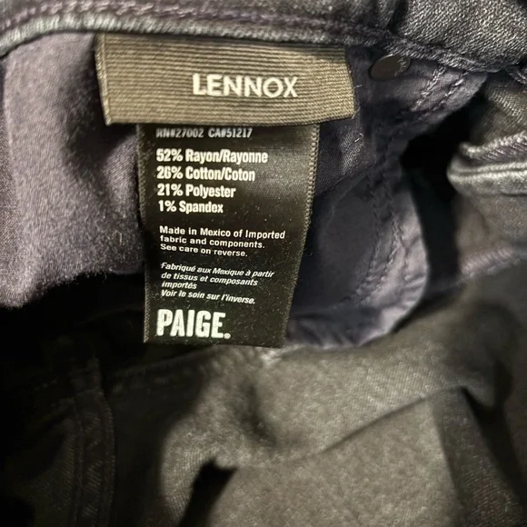 PAIGE LENNOX SLIM Men's Dark Blue Jean Size 34x32 - Picture 6 of 12